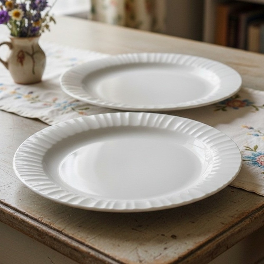 Corning Ware FRENCH WHITE Set Of 2 Dinner Plates 10 5/8" Casual China